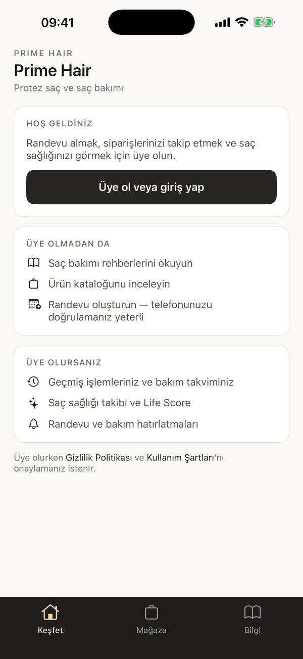 Misafir ekranı: üye olmadan kullanılabilen bölümler